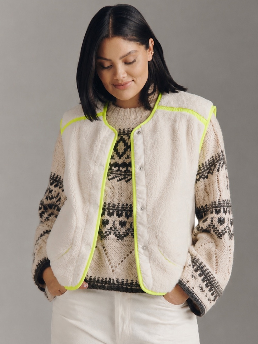 NWT FREE PEOPLE Movement  Mountain High Vest in Ivory Sz XL - Picture 2 of 8